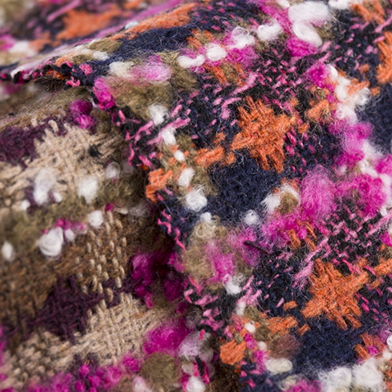 Tkana wełniana tkanina tweedowa Boho w pepitkę 2071