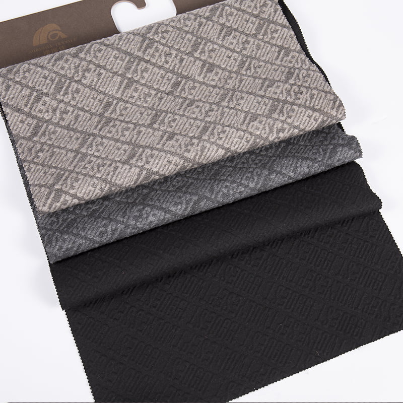 Tłoczona litera Twill dzianina żakardowa poliester wiskoza elastan tkaniny sportowe na odzież AW23016