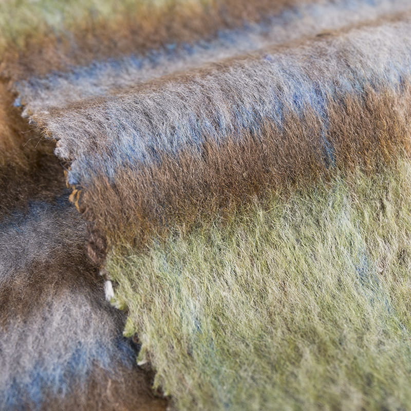 Tkanina wełniana w kratę z długimi włosami 3264