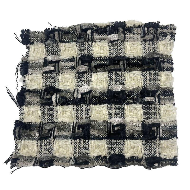 Luksusowe, czarno-szare, delikatne tkaniny tweedowe w kratę na płaszcze 22042