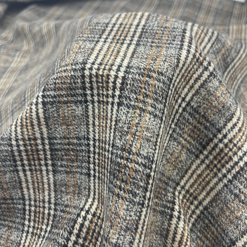 Tkaniny w kratę w pepitkę w brązową metaliczną kratkę na garnitur 250515