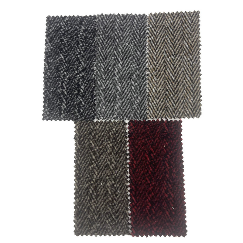Czarna czerwona wełniana szczotka w jodełkę Grube tweedowe tkaniny na odzież 4298